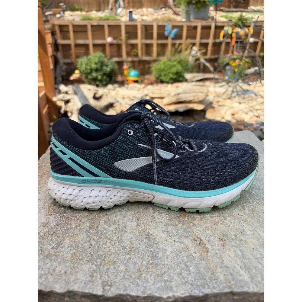 Brooks Ghost 11 Navy Blue Teal Running Shoes Mens 10.5 Wide 1202771D493